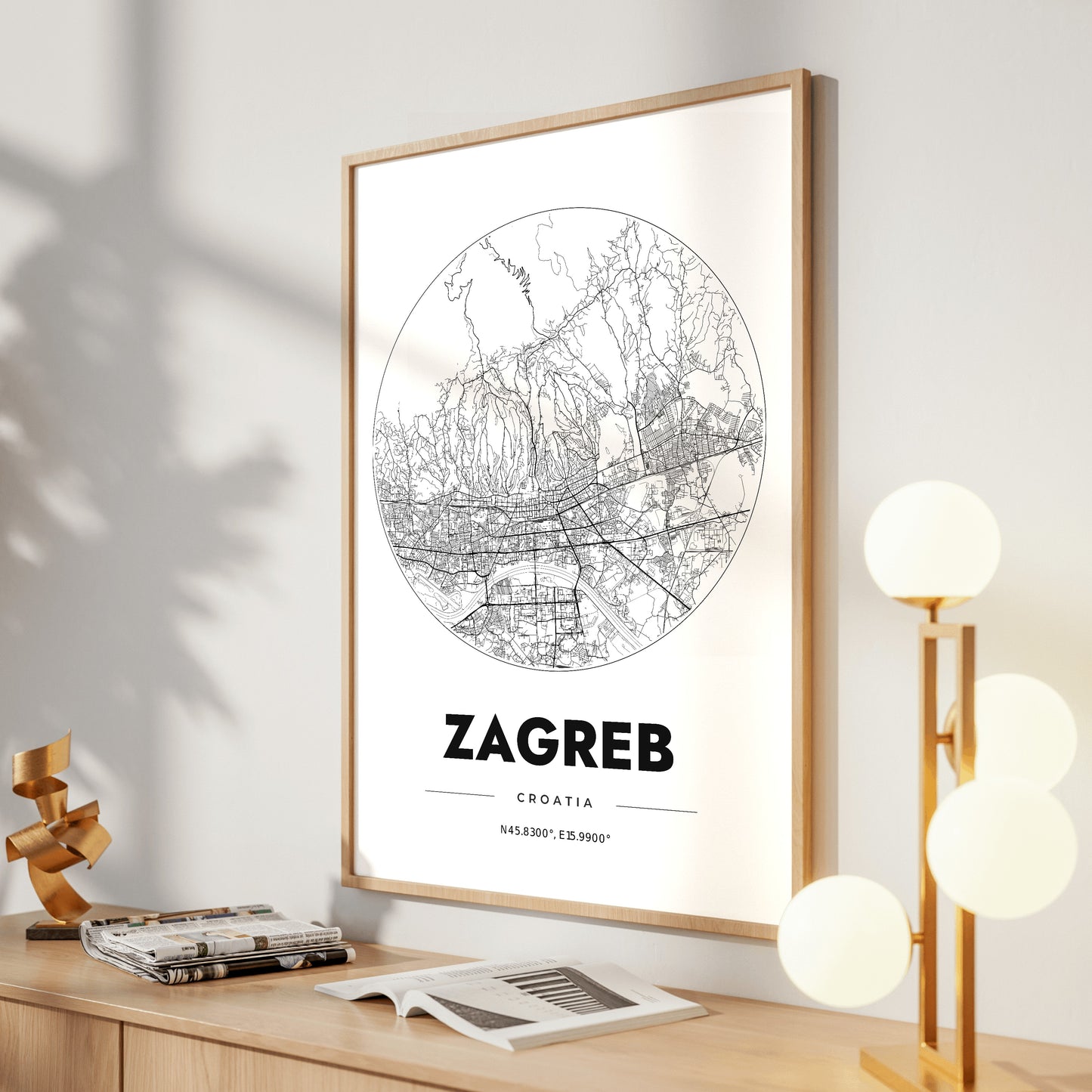 Zagreb Spot Map Poster