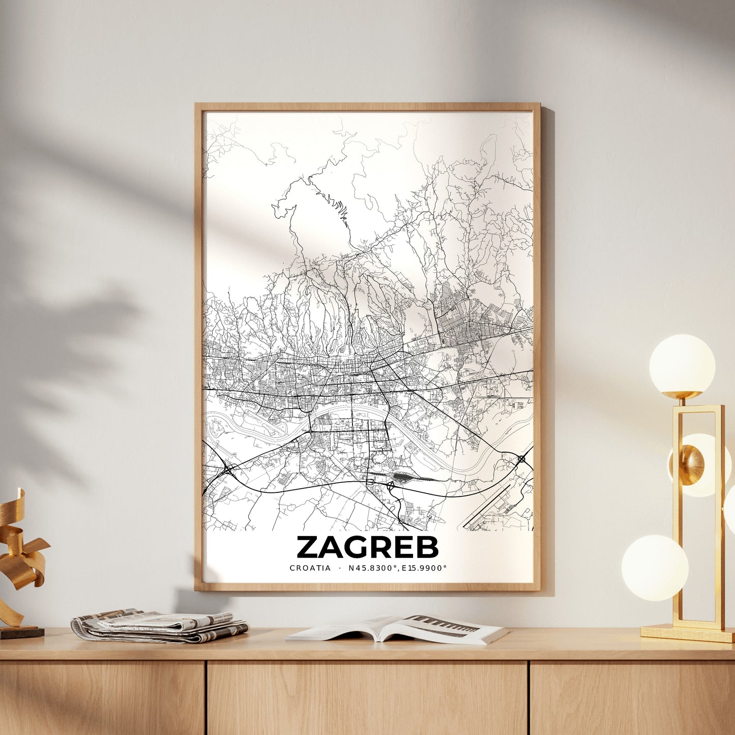 Zagreb Elegant Map Poster