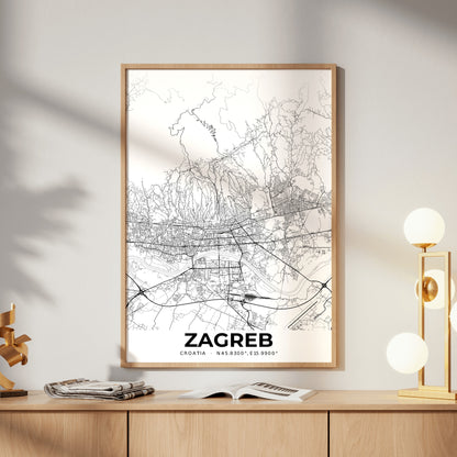 Zagreb Elegant Map Poster