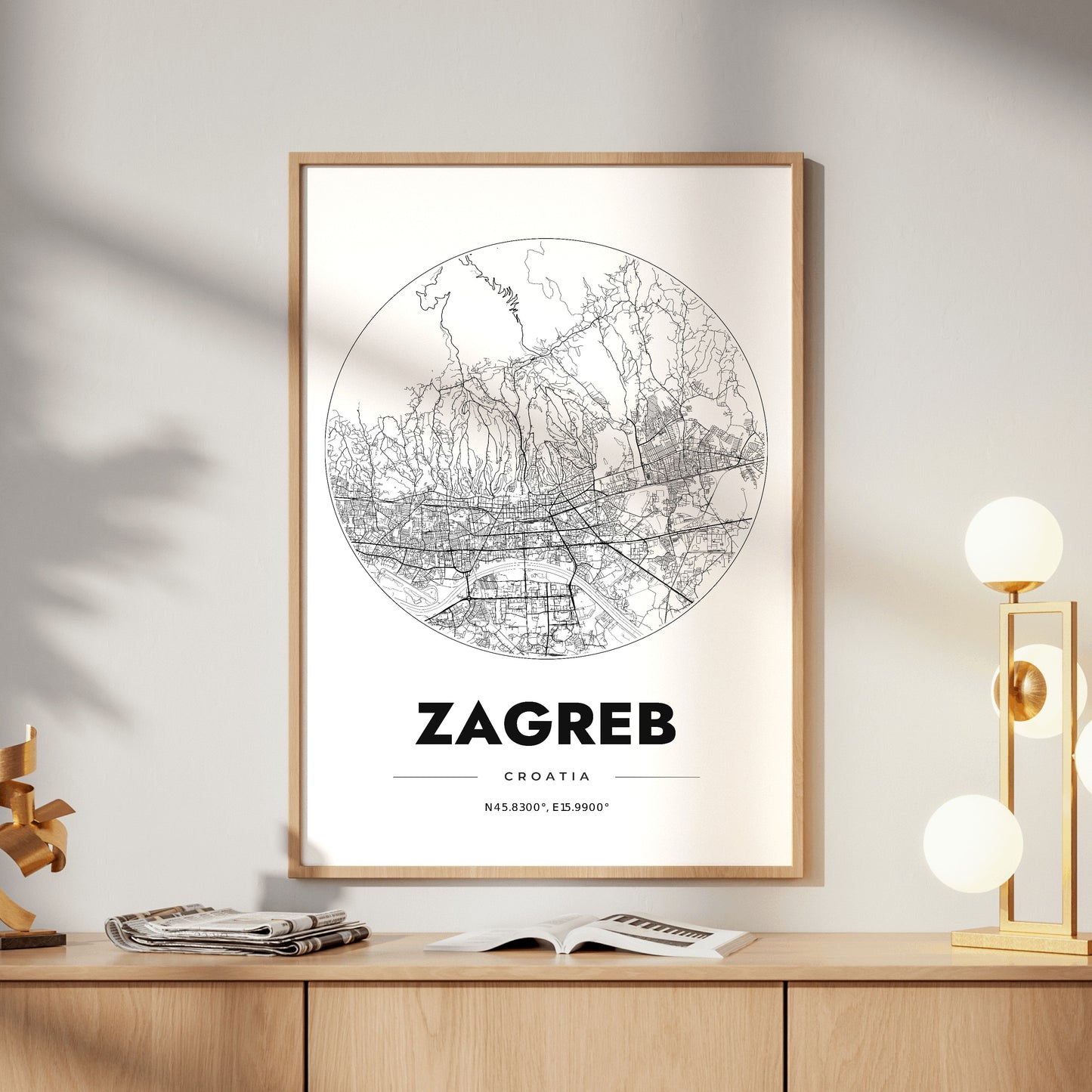 Zagreb Spot Map Poster