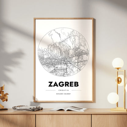 Zagreb Spot Map Poster
