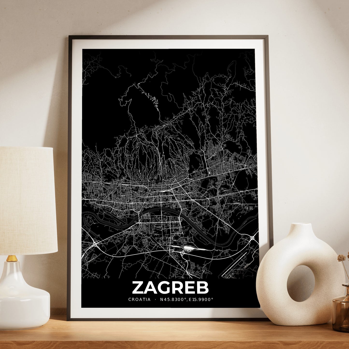 Zagreb Elegant Map Poster