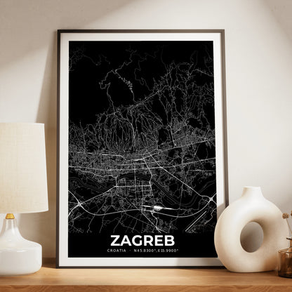 Zagreb Elegant Map Poster