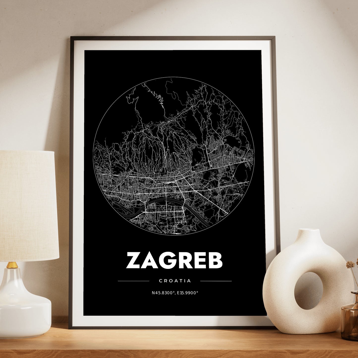 Zagreb Spot Map Poster