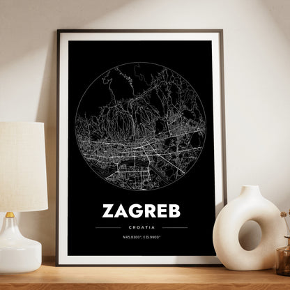 Zagreb Spot Map Poster