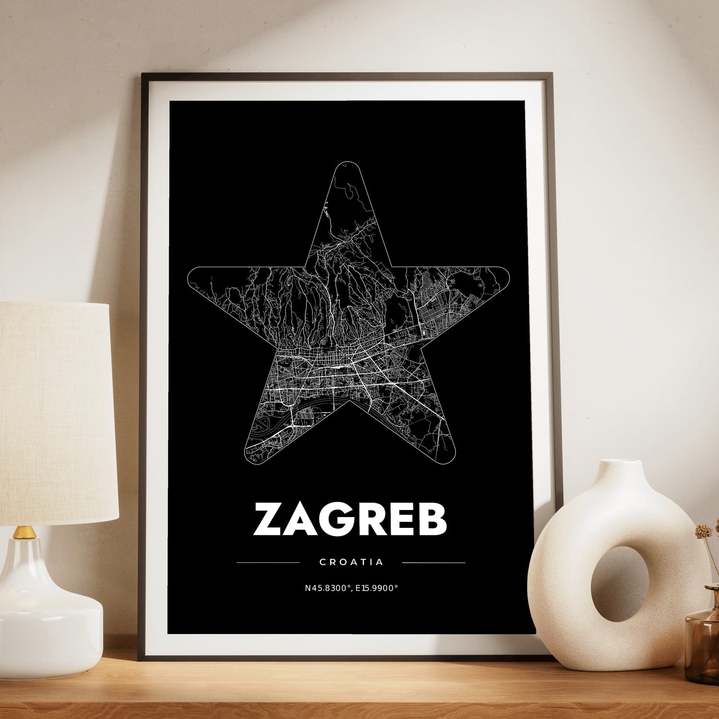 Zagreb Star Map Poster