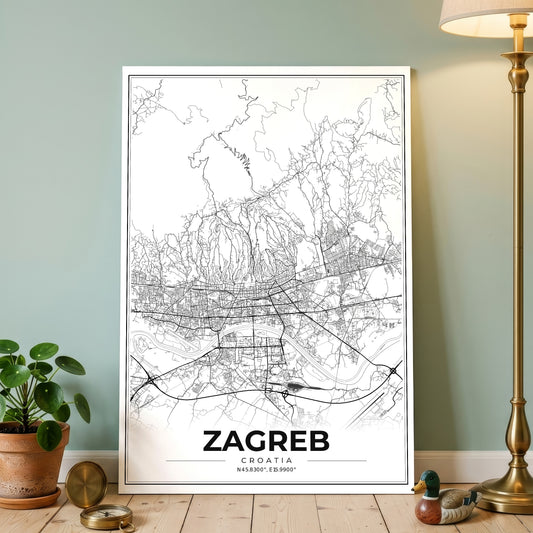 Zagreb Modern Map Poster