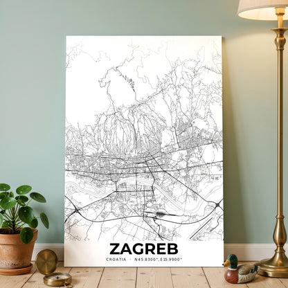 Zagreb Elegant Map Poster