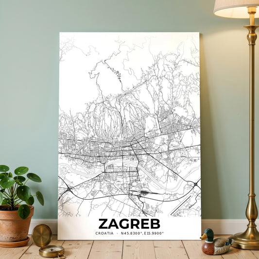 Zagreb Elegant Map Poster