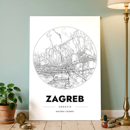 Zagreb Spot Map Poster