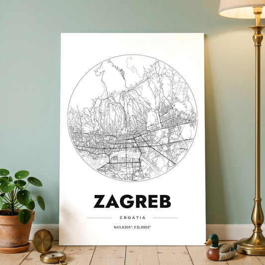 Zagreb Spot Map Poster