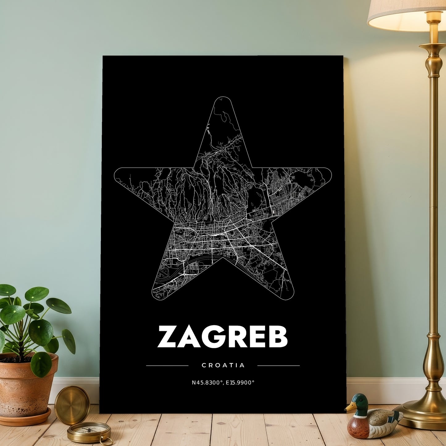Zagreb Star Map Poster
