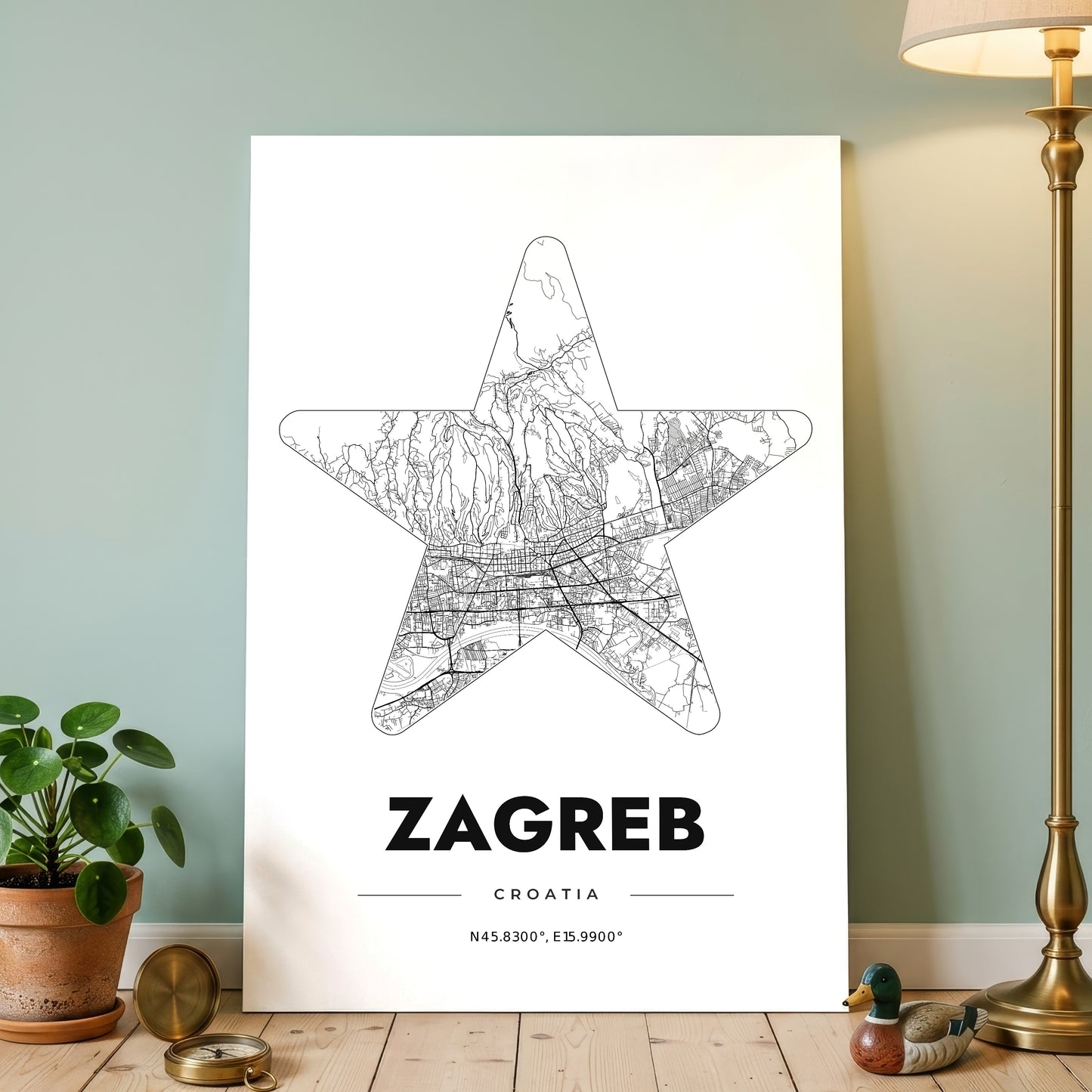 Zagreb Star Map Poster