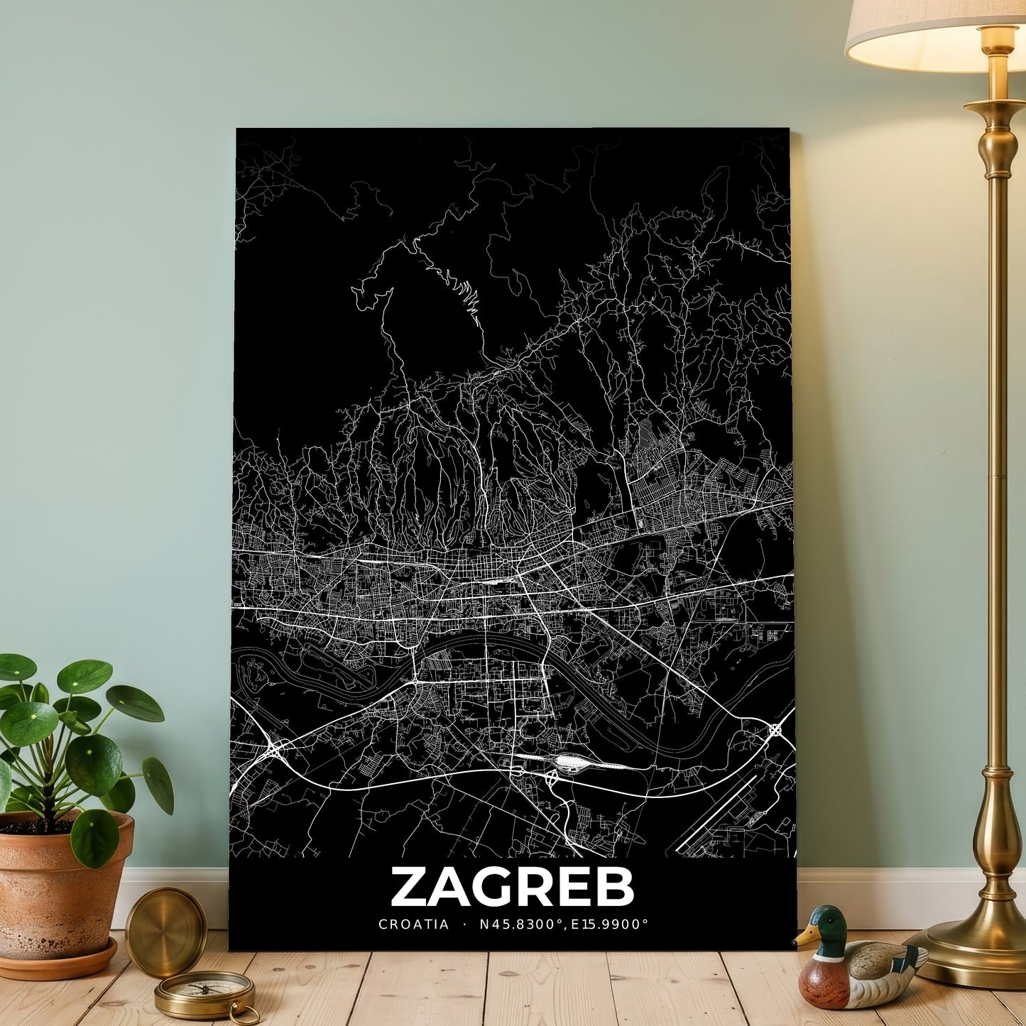 Zagreb Elegant Map Poster
