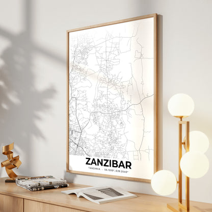 Zanzibar Elegant Map Poster