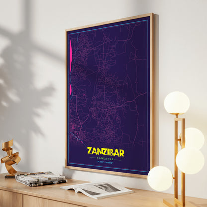 Zanzibar Cyberpunk Map Poster