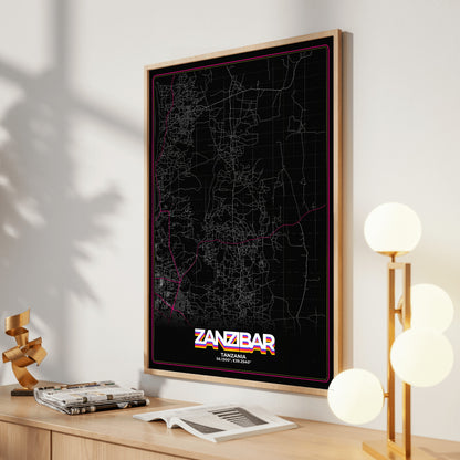 Zanzibar Retro Map Poster