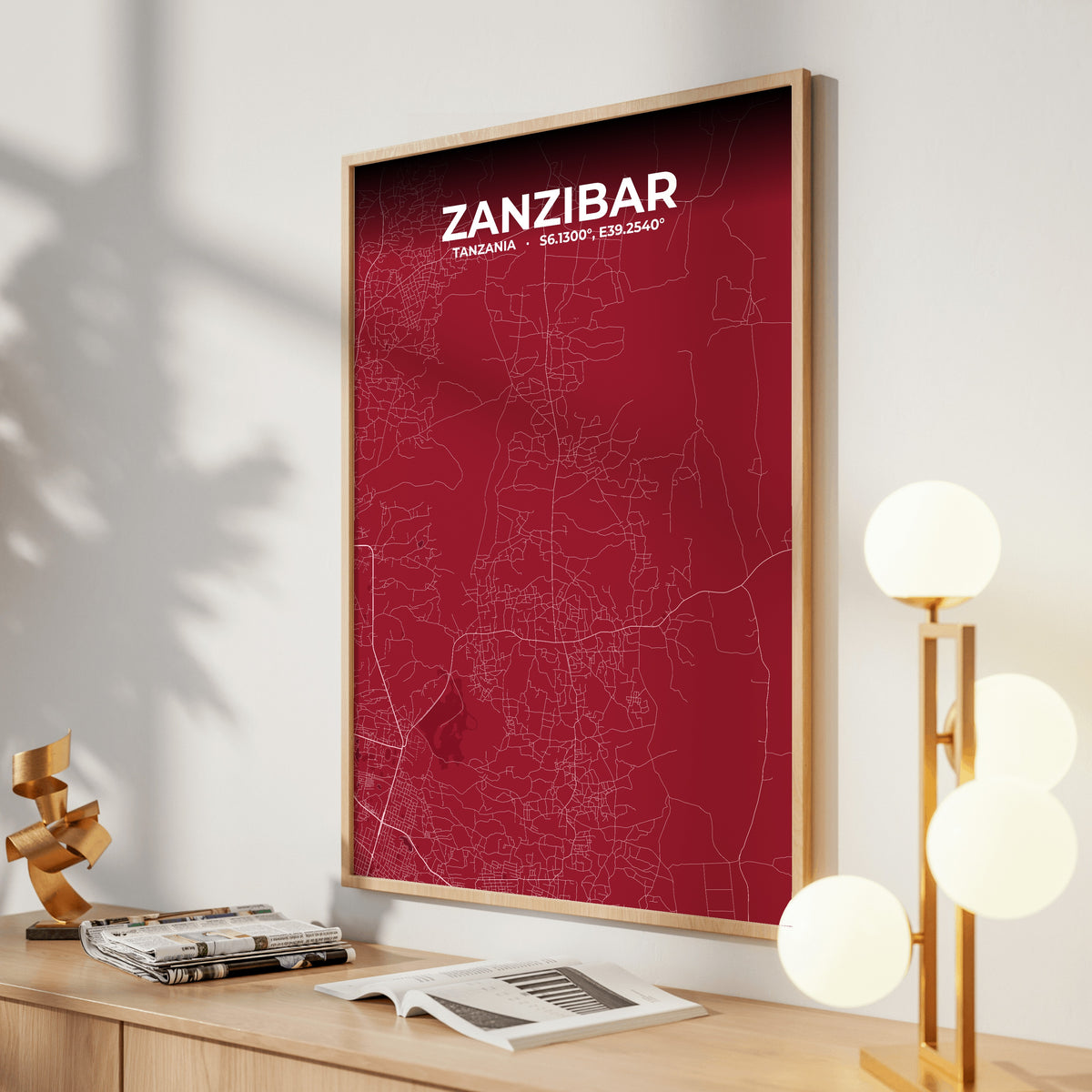 Zanzibar Garnet Map Poster