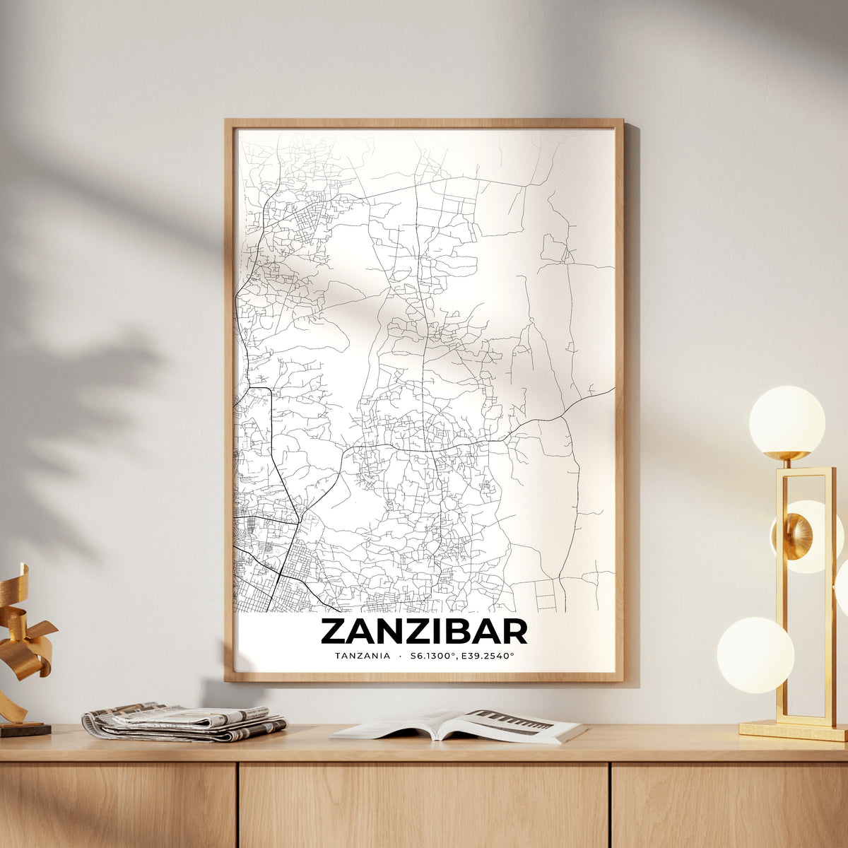 Zanzibar Elegant Map Poster
