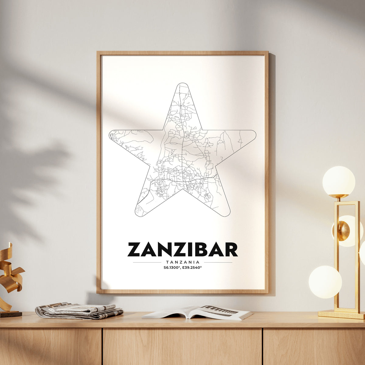 Zanzibar Star Map Poster