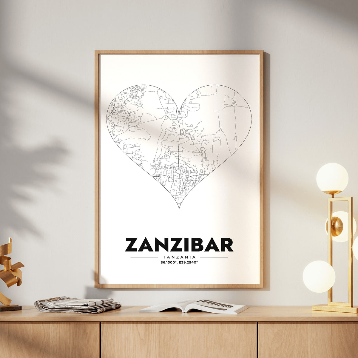 Zanzibar Heart Map Poster