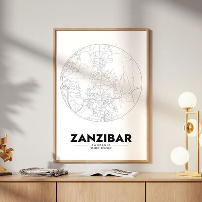 Zanzibar Spot Map Poster