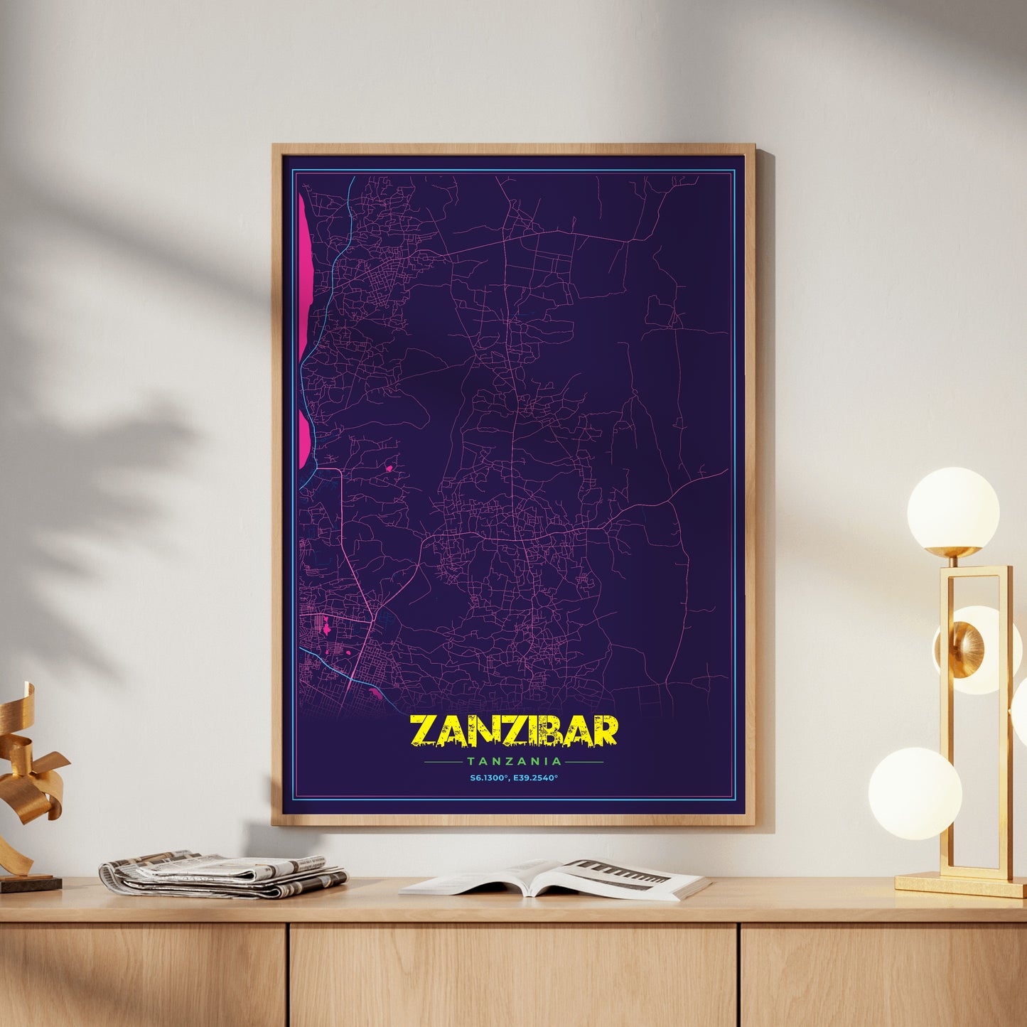 Zanzibar Cyberpunk Map Poster