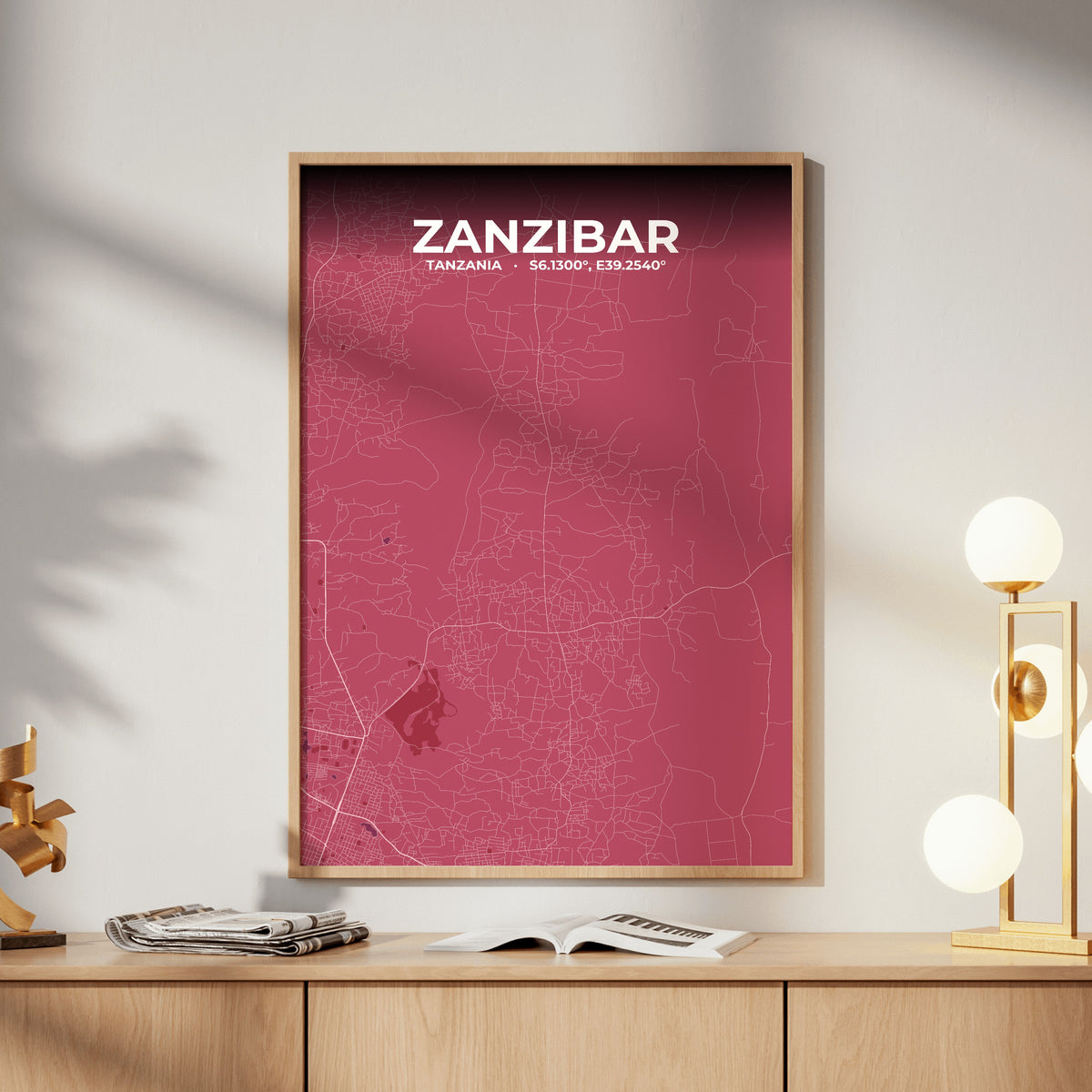 Zanzibar Scarlet Map Poster