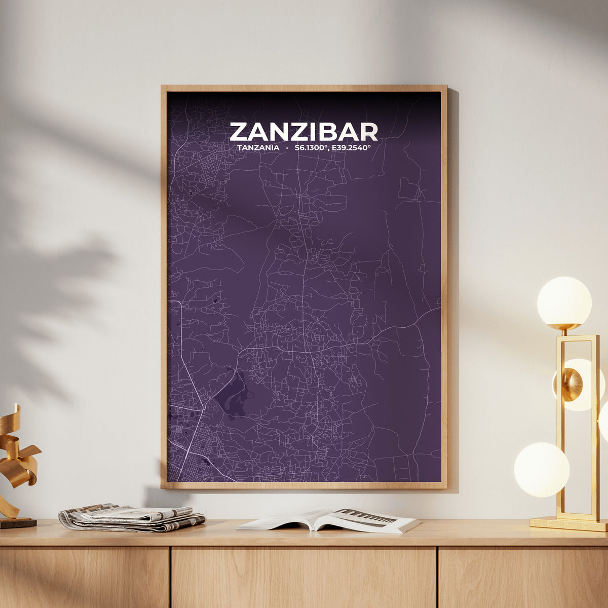 Zanzibar Dusk Map Poster
