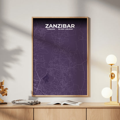 Zanzibar Dusk Map Poster