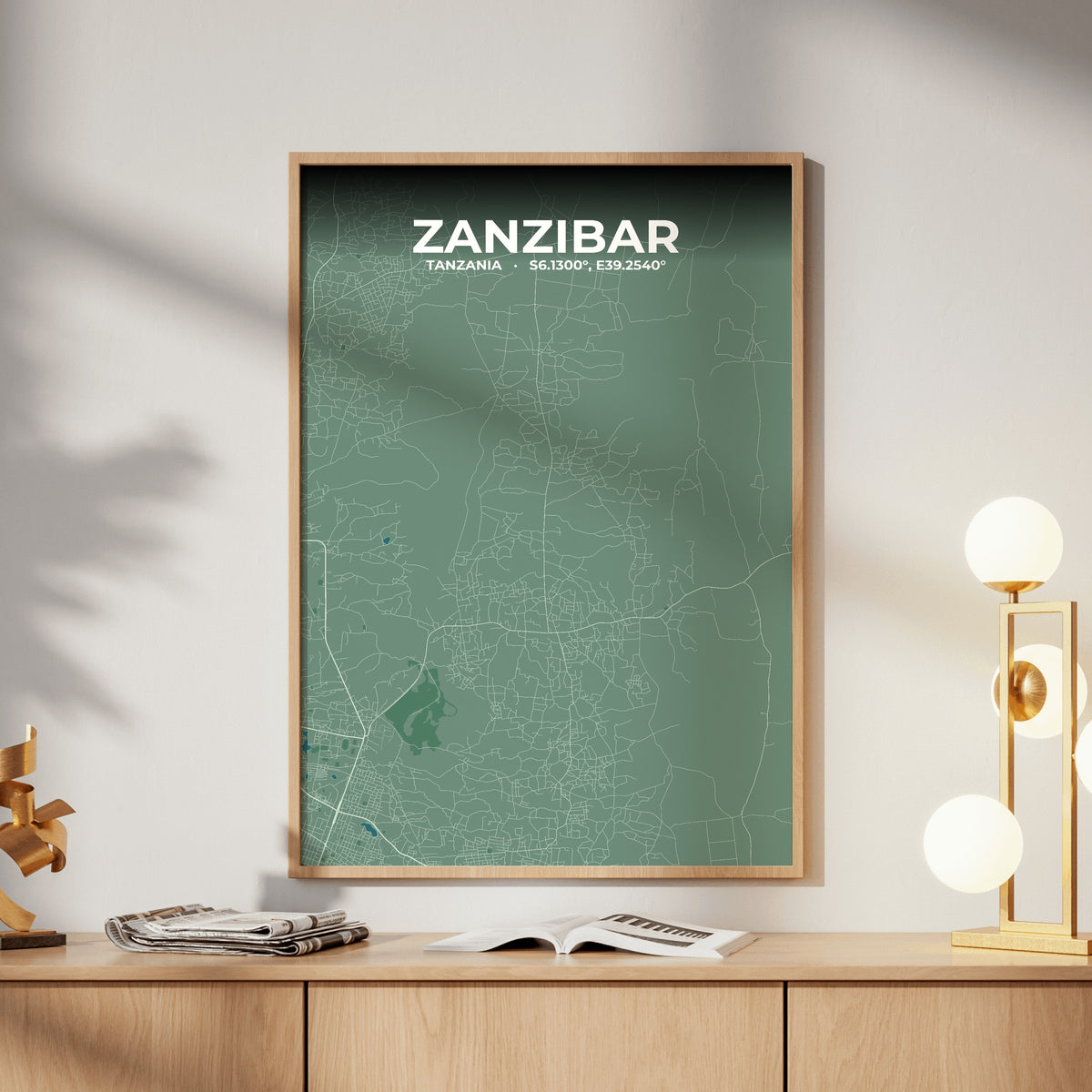 Zanzibar Mist Map Poster