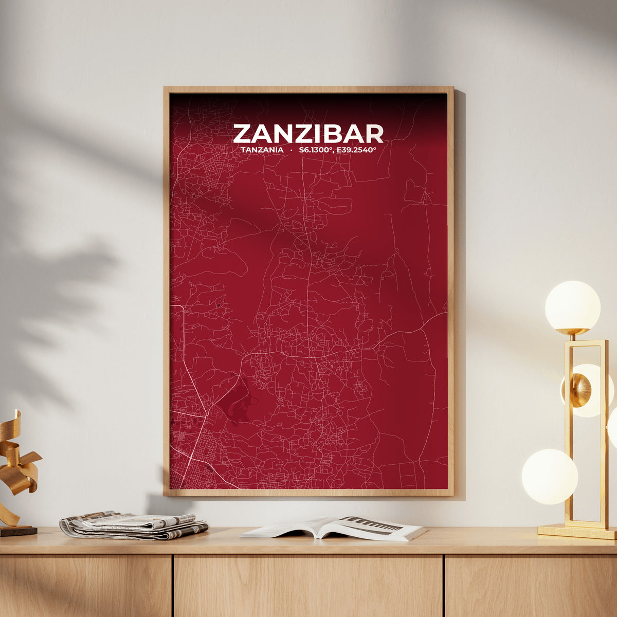 Zanzibar Garnet Map Poster