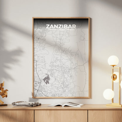 Zanzibar Ash Map Poster