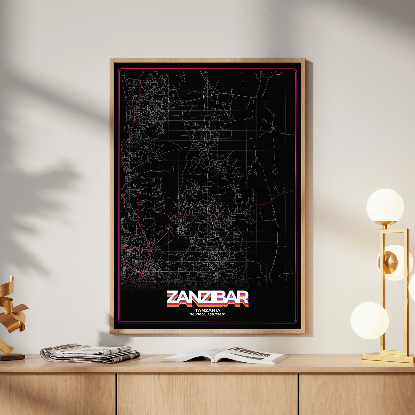 Zanzibar Retro Map Poster