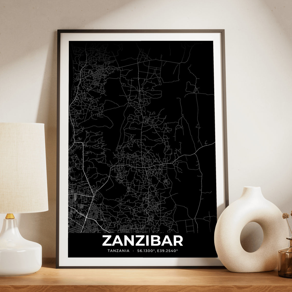 Zanzibar Elegant Map Poster