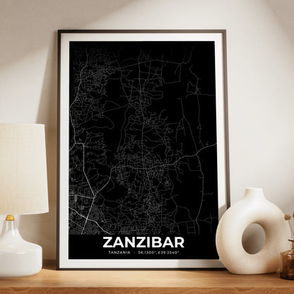 Zanzibar Elegant Map Poster