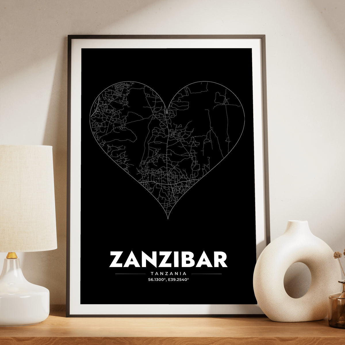 Zanzibar Heart Map Poster