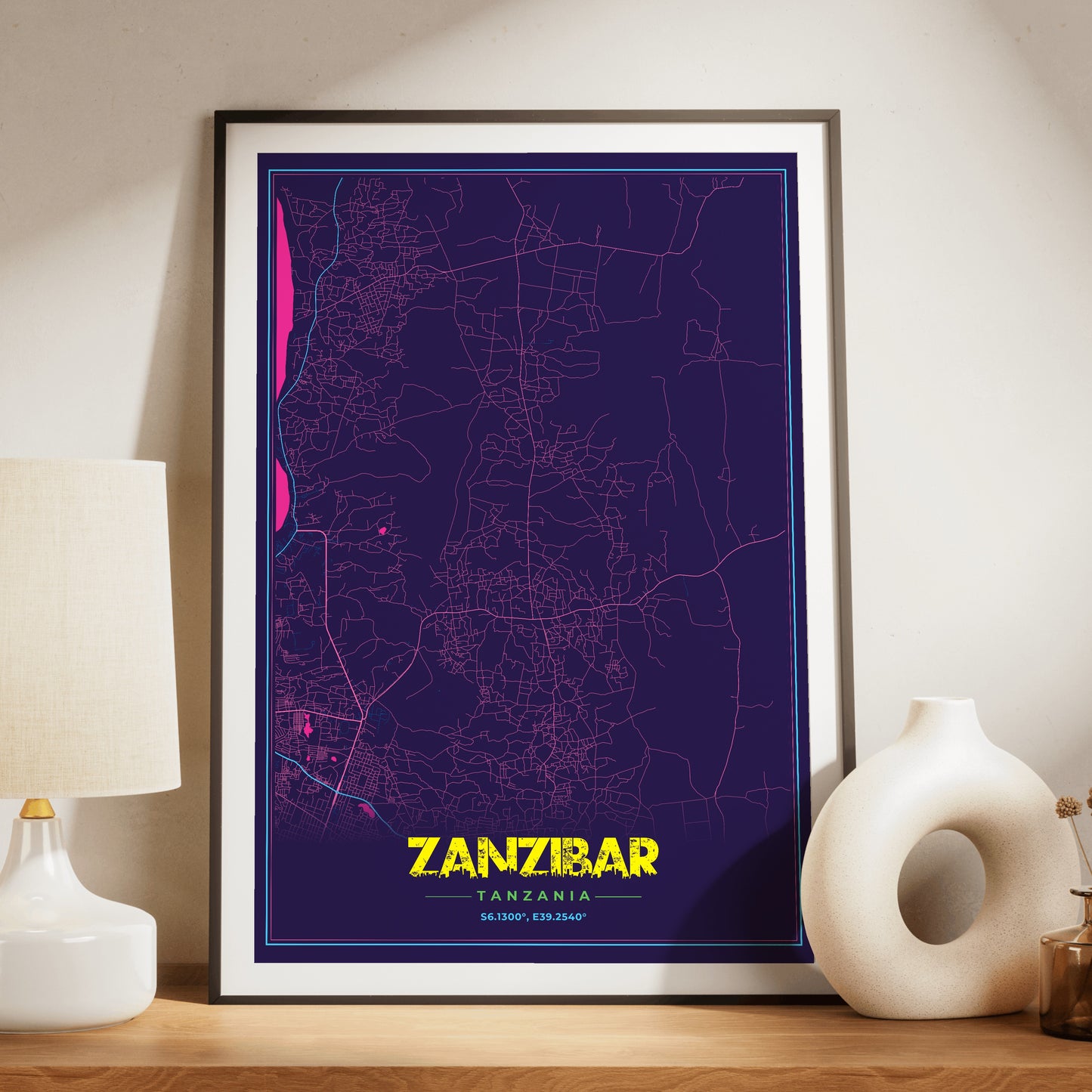 Zanzibar Cyberpunk Map Poster