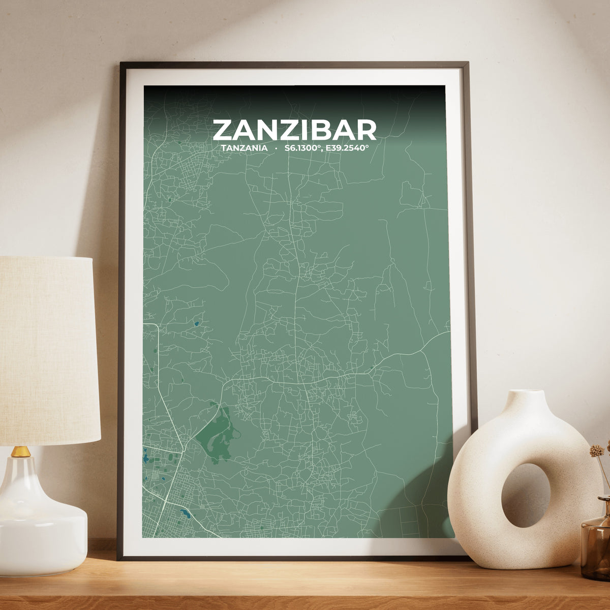 Zanzibar Mist Map Poster