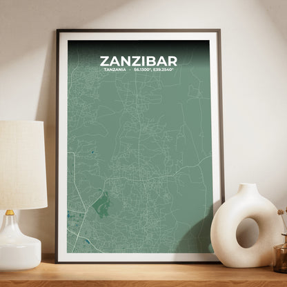 Zanzibar Mist Map Poster