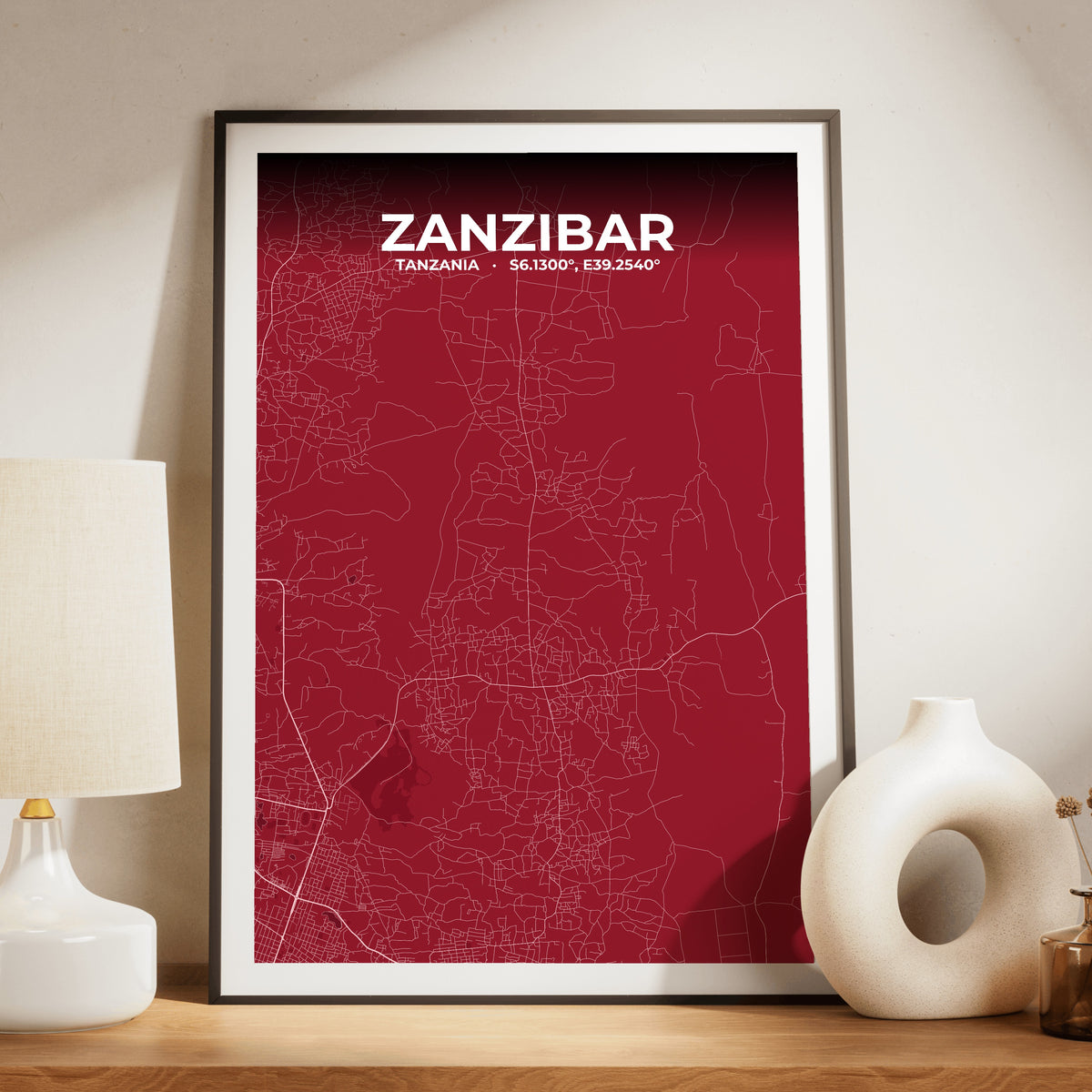 Zanzibar Garnet Map Poster