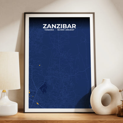 Zanzibar Ink Map Poster