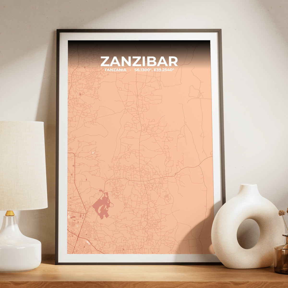 Zanzibar Blush Map Poster