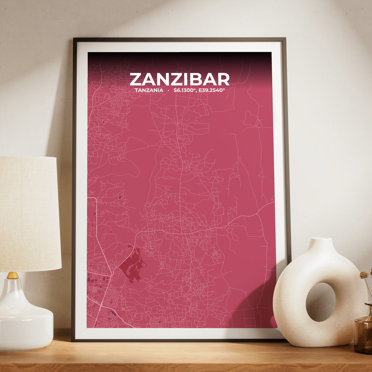 Zanzibar Scarlet Map Poster
