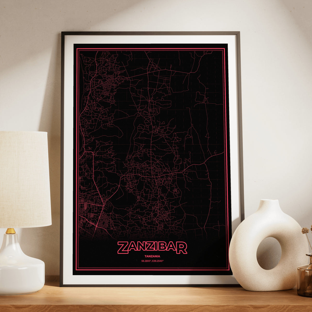 Zanzibar Phosphor Map Poster - System Alert