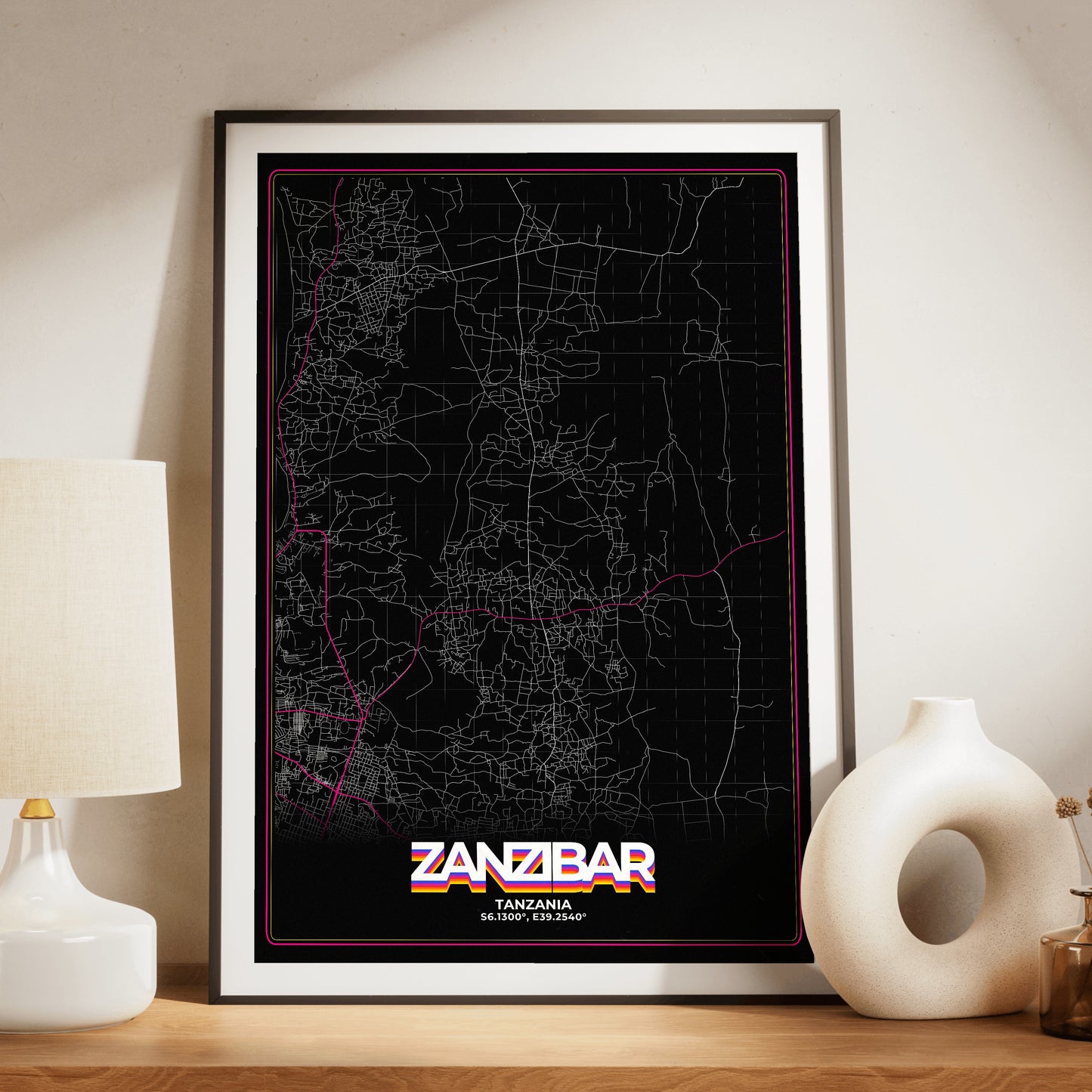Zanzibar Retro Map Poster