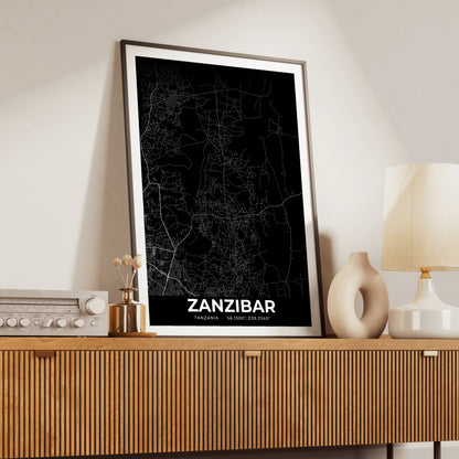 Zanzibar Elegant Map Poster