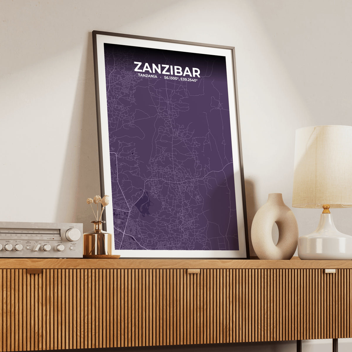 Zanzibar Dusk Map Poster