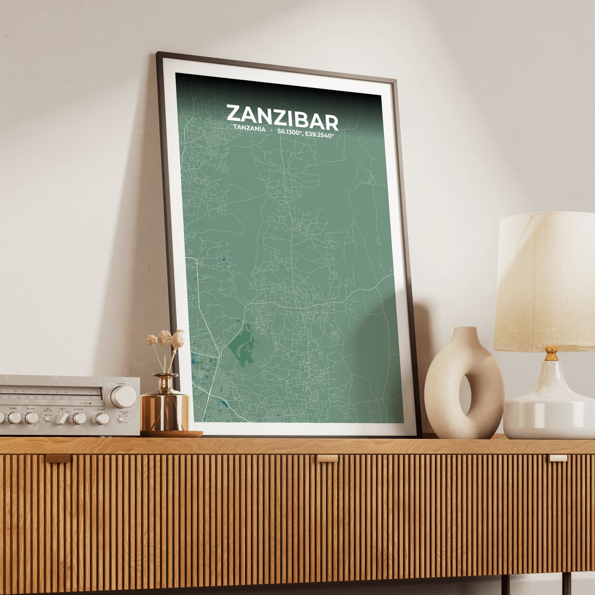 Zanzibar Mist Map Poster