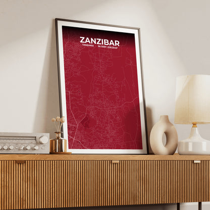 Zanzibar Garnet Map Poster